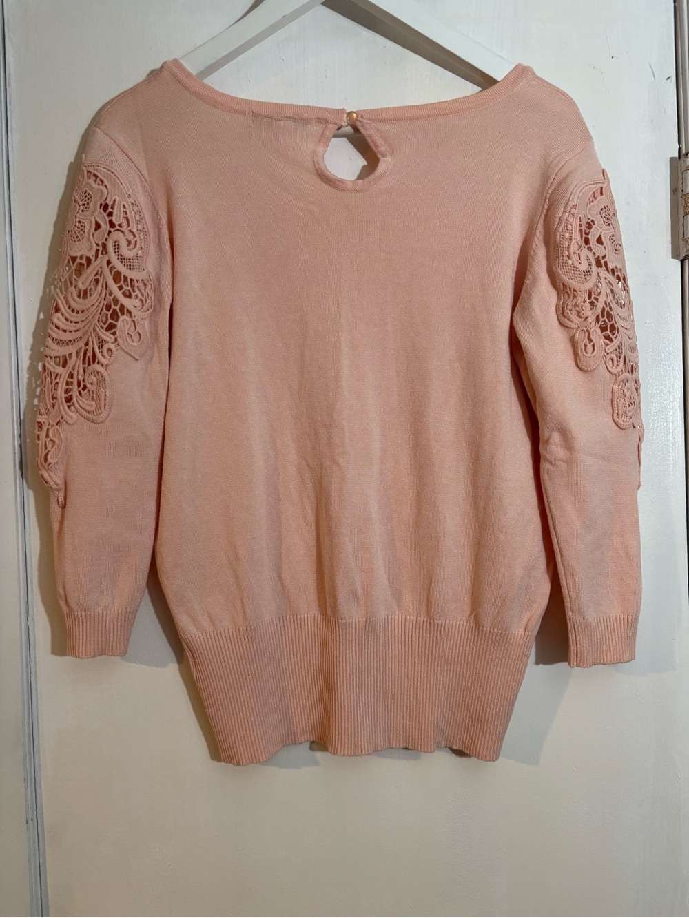 Roz & Ali Blush Lace-Sleeve Scoop Neck Sweater - Picture 4 of 5